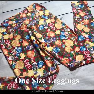 Lularoe OS Disney Daisy Duck Floral Leggings